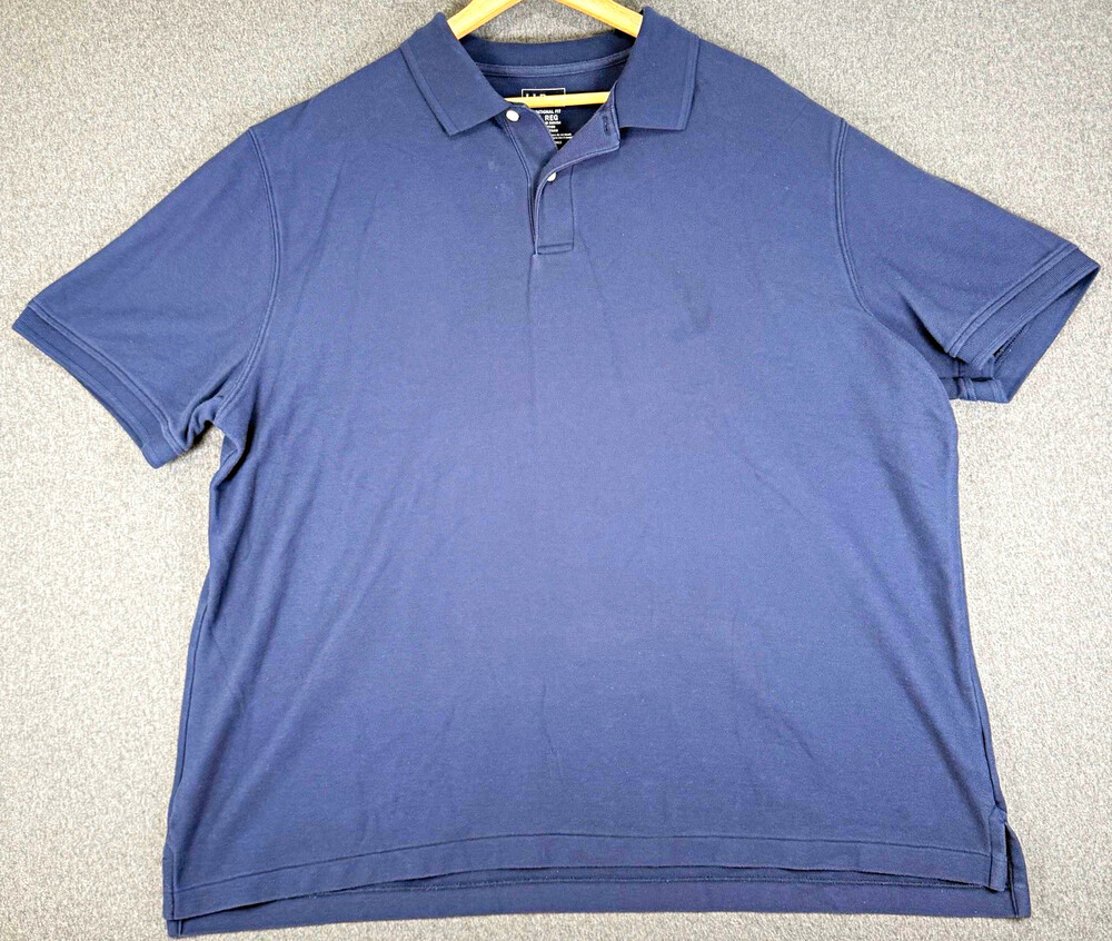L.L.Bean Mens XXL Regular Blue Solid Cotton Polo Shirt Traditional Fit